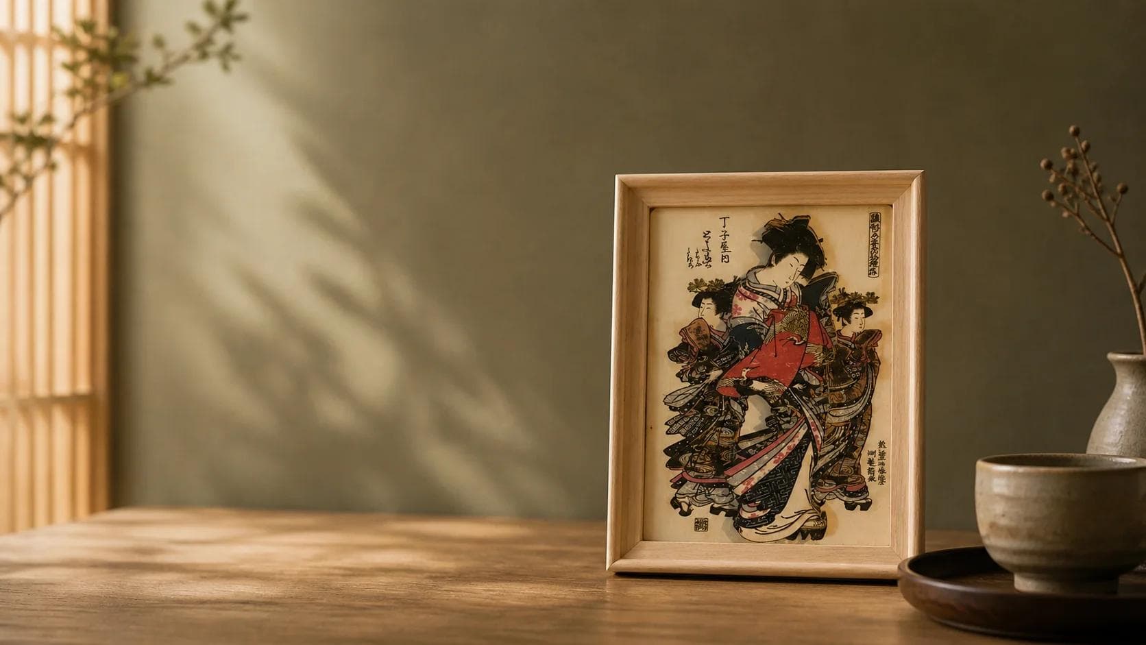 Marco Ukiyo-e "Belleza Flotante" en Relieve