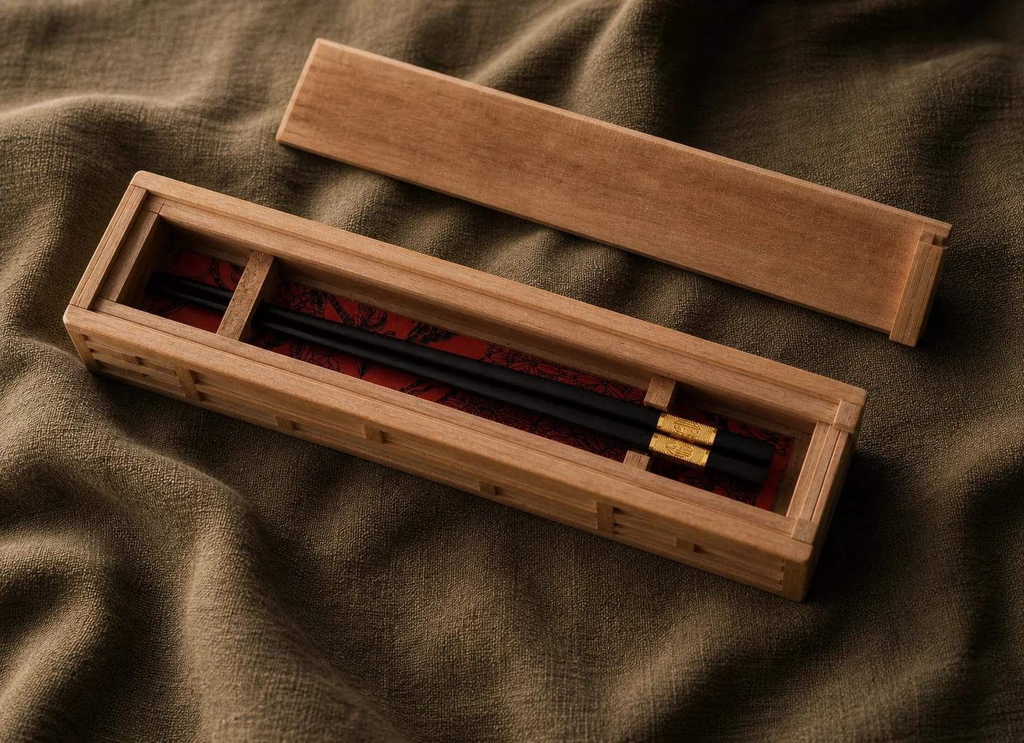 Estuche Individual de Palillos "Miyabi" con Detalles en Oro